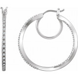14K White 1/4 CTW Diamond Hoop Earrings - 65293760001P photo