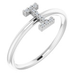 14K White .04 CTW Diamond Initial I Ring - 1238346040P photo
