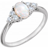 14K White Opal & 1/5 CTW Diamond Ring - 71812600P photo