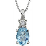14K White Sky Blue Topaz & .02 CTW Diamond 18 Necklace - 651534101P photo