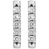 14K White 1/8 CTW Diamond French-Set Bar Earrings - 87066600P photo 2