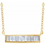 14K Yellow 1/4 CTW Diamond Baguette Bar 16-18 Necklace - 65188560003P photo