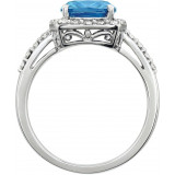 14K White Swiss Blue Topaz & .07 CTW Diamond Ring - 65142670001P photo 2
