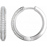 14K White 3/4 CTW Diamond Hoop Earrings - 65293960001P photo