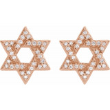 14K Rose 1/8 CTW Diamond Star of David Earrings - 86977602P photo 2