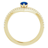 14K Yellow Blue Sapphire & 1/6 CTW Diamond Ring - 71968611P photo 2