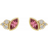 14K Yellow Pink Tourmaline & .05 CTW Diamond Earrings - 87095631P photo 2