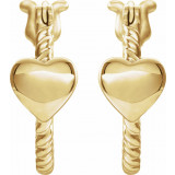 14K Yellow 14 mm Heart Rope Hoop Earrings - 653402600P photo 2