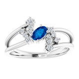 14K White Blue Sapphire & 1/8 CTW Diamond Bypass Ring - 72099611P photo 3