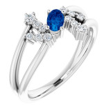 14K White Blue Sapphire & 1/8 CTW Diamond Bypass Ring - 72099611P photo