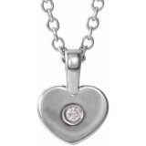 14K White .01 CT Diamond Youth Heart 16 Necklace - 190062610P photo