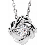 14K White 1/6 CTW Diamond Knot 16-18 Necklace - 86655605P photo