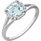 14K White Aquamarine & .05 CTW Diamond Ring - 65195260003P photo