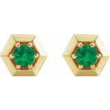 14K Yellow Emerald Geometric Earrings - 87127628P photo 2