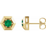 14K Yellow Emerald Geometric Earrings - 87127628P photo