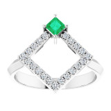 14K White Emerald & 1/5 CTW Diamond Geometric Ring - 72053614P photo 3