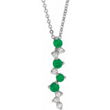 14K White Emerald & 1/10 CTW Diamond Scattered Bar 18 Necklace - 6610460001P photo