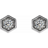 14K White 1/8 CTW Diamond Hexagon Stud Earrings - 86665600P photo 2