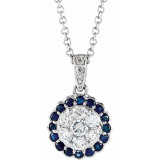 14K White Blue Sapphire & 1/3 CTW Diamond Necklace - 65201560002P photo