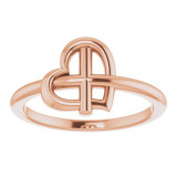 14K Rose Heart Cross Ring - R43065103P photo 3