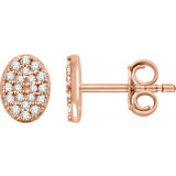 14K Rose 1/6 CTW Diamond Oval Cluster Earrings - 65183160002P photo