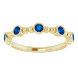 14K Yellow Stackable Blue Sapphire Bead Ring - 71991601P photo 3