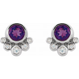 14K White Amethyst & 1/8 CTW Diamond Earrings - 86777610P photo 2