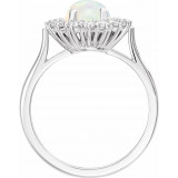 14K White Opal & 1/2 CTW Diamond Ring - 72070628P photo 2