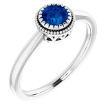 14K White Blue Sapphire September Birthstone Ring - 651609118P photo