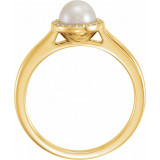 14K Yellow Freshwater Cultured Pearl & .05 CTW Diamond Halo-Style Ring - 64716000P photo 2