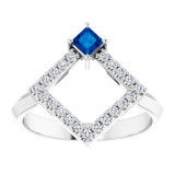 14K White Blue Sapphire & 1/5 CTW Diamond Geometric Ring - 72053612P photo 3