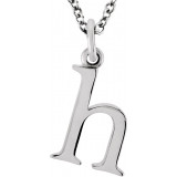 14K White Lowercase Initial h 16 Necklace - 8578070022P photo