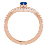 14K Rose Blue Sapphire & 1/6 CTW Diamond Ring - 71968612P photo 2