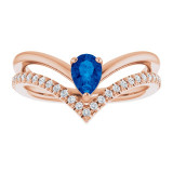 14K Rose Blue Sapphire & 1/6 CTW Diamond Ring - 71968612P photo 3