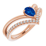 14K Rose Blue Sapphire & 1/6 CTW Diamond Ring - 71968612P photo