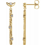 14K Yellow 1/8 CTW Diamond Vintage-Inspired Dangle Earrings - 87044601P photo