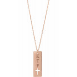 14K Rose Pierced Cross Engravable Bar 16-18 Necklace - 867581006P photo 3