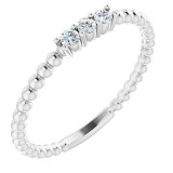 14K White 1/10 CTW Diamond Beaded Ring - 123113600P photo
