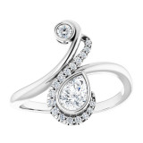 14K White 1/2 CTW Diamond Bezel-Set Bypass Ring - 123899605P photo 3