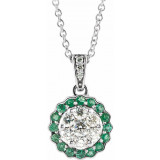 14K White Emerald & 1/3 CTW Diamond Necklace - 65201560001P photo