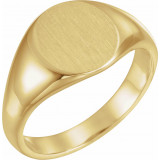 14K Yellow 12.5x10.5 mm Oval Signet Ring - 946437885P photo