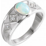 14K White Ethiopian Opal & .05 CTW Diamond Ring - 72105607P photo