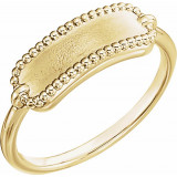14K Yellow 15x6 mm Rectangle Beaded Signet Ring - 51727102P photo