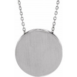 14K White 17 mm Engravable Scroll Disc 16-18 Necklace - 86634600P photo