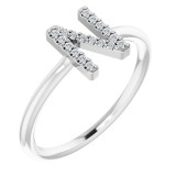 14K White .08 CTW Diamond Initial N Ring - 1238346065P photo