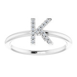 14K White .05 CTW Diamond Initial K Ring - 1238346050P photo 3