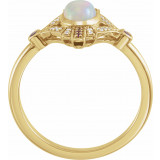 14K Yellow Cabochon Ethiopian Opal, Pink Sapphire & .06 CTW Diamond Ring - 72093601P photo 2