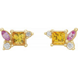 14K Yellow Yellow Sapphire, Pink Sapphire, & 1/8 CTW Diamond Earrings - 87140601P photo 2