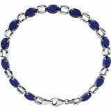 14K White 7x5 mm Oval Lab-Grown Blue Sapphire 7 Bracelet - 651203100P photo
