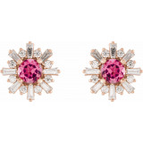 14K Rose Pink Tourmaline & 3/4 CTW Diamond Earrings - 869826016P photo 2
